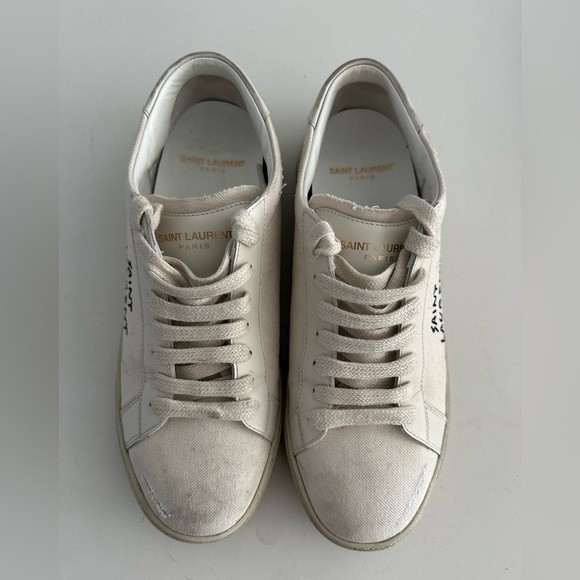 SAINT LAURENT COURT CLASSIC SL/06 EMBROIDERED SNEAKERS IN CANVAS AND LEATHER - Picture 3 of 11